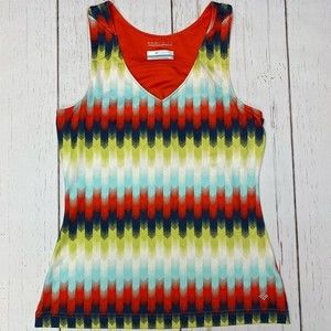 Columbia Multicolor Striped Geometric V-Neck Tank Top